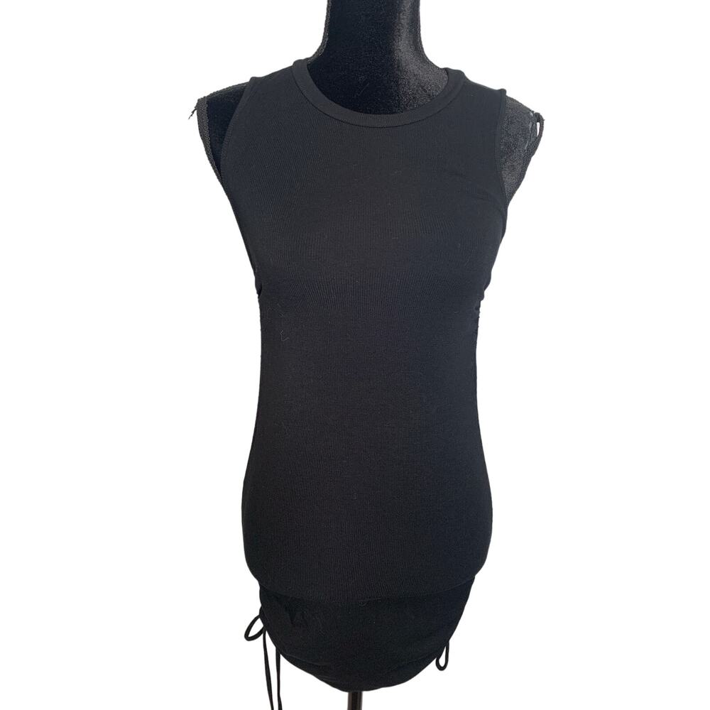 BB Dakota By Steve Madden Black Ribbed Sleeveless Cinched Side Dress Sz S